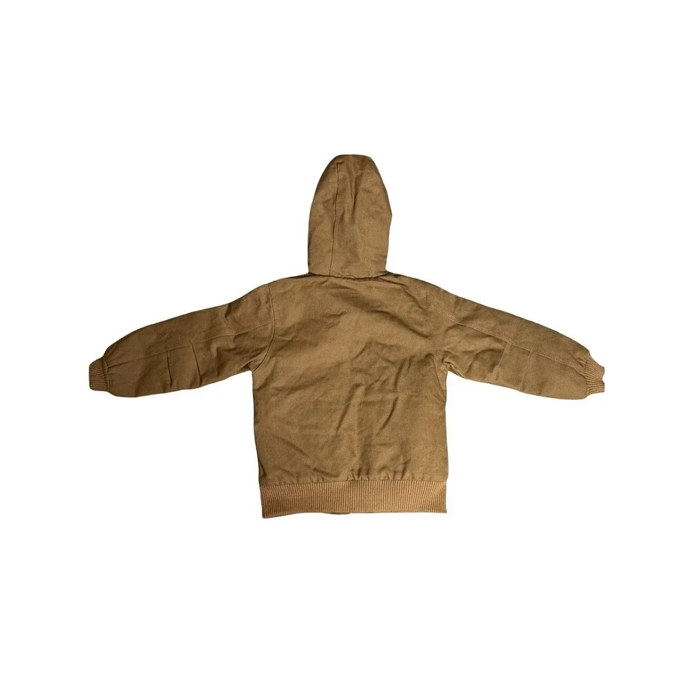 Carhartt Jacket Youth XXSmall 4 -5  Brown Canvas Full Zip Hooded Quilted Lined